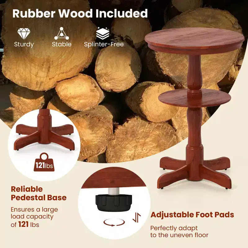 Costway Lot de 2 Tables Hautes Rondes à 2 Niveaux avec Étagère de Rangement et Pied Central pour Cuisine