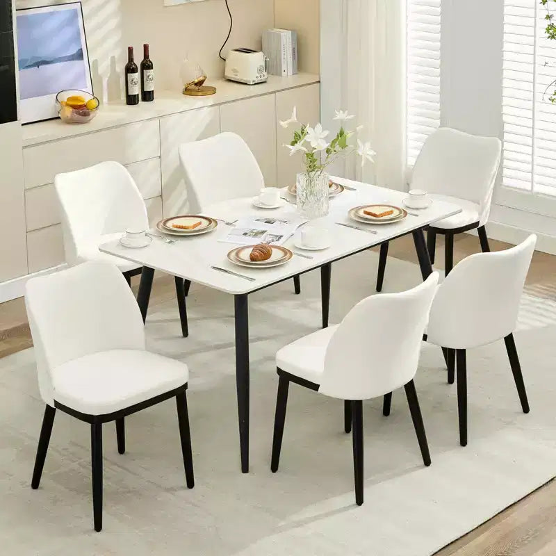 Dining Chairs Set of 6. Upholstered Kitchen Dining Room Chairs with Padded Seat and Wood Legs for Kitchen. Dining Room. Restaurant. Cafe.