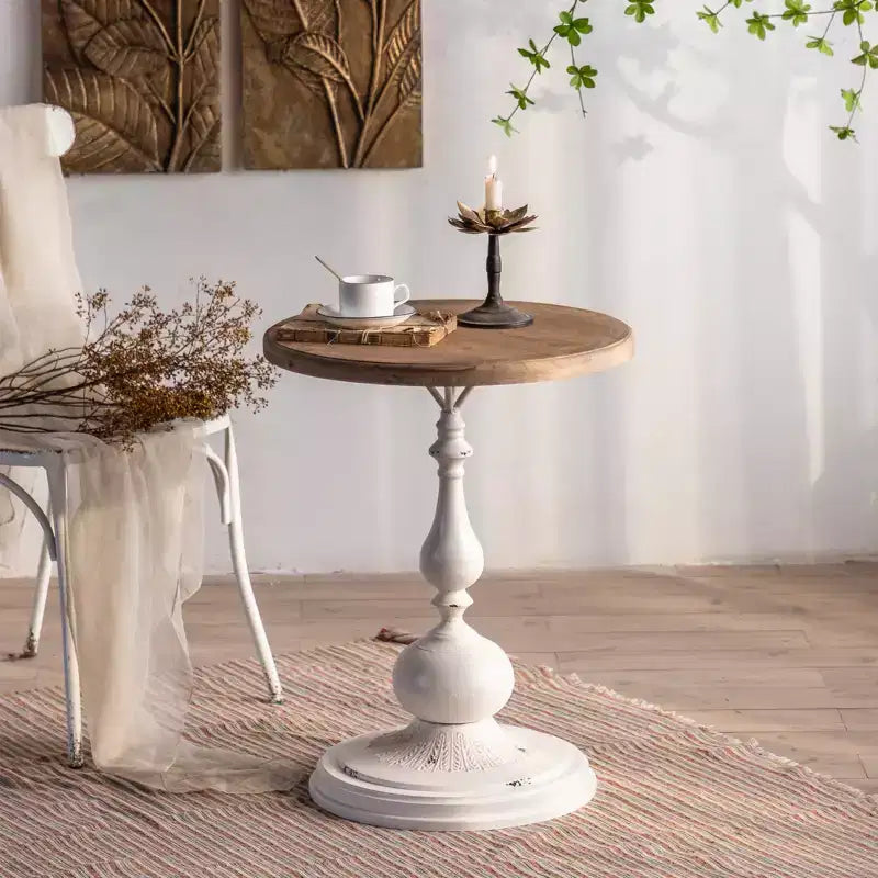 Table d'appoint sur pied noire et blanche Maxax