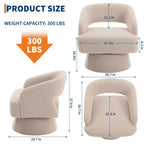 Fauteuil pivotant à 360° - Fauteuil de salon en polaire Teddy, dossier ajouré ergonomique, fauteuil d'appoint pour chambre, bureau, appartement