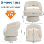 Fauteuil pivotant à 360° - Fauteuil de salon en polaire Teddy, dossier ajouré ergonomique, fauteuil d'appoint pour chambre, bureau, appartement