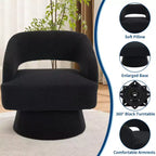 Fauteuil pivotant à 360° - Fauteuil de salon en polaire Teddy, dossier ajouré ergonomique, fauteuil d'appoint pour chambre, bureau, appartement