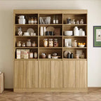 Meuble de Rangement de Cuisine Grande Capacité Famapy 70.9, 12 Étagères Ouvertes et Rangement à 6 Portes, Vaisselier Finition Chêne pour Cuisine et Salle à Manger
