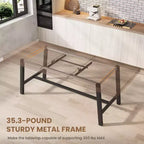 Table à manger industrielle extensible 63-83 po pour 6-8 personnes - Table de cuisine extensible avec cadre en métal robuste pour salle à manger, cuisine et fêtes