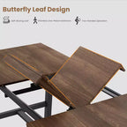 Table à manger industrielle extensible 63-83 po pour 6-8 personnes - Table de cuisine extensible avec cadre en métal robuste pour salle à manger, cuisine et fêtes
