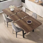 Table à manger industrielle extensible 63-83 po pour 6-8 personnes - Table de cuisine extensible avec cadre en métal robuste pour salle à manger, cuisine et fêtes