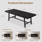Table à manger industrielle extensible 63-83 po pour 6-8 personnes - Table de cuisine extensible avec cadre en métal robuste pour salle à manger, cuisine et fêtes