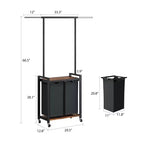 Chariot de tri de linge roulant avec tringle à repasser, étagère utilitaire métallique à 2 sections, roues verrouillables, panier multi-poches pour buanderie, chambre à coucher, salle de bain
