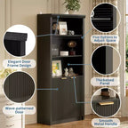Bibliothèque haute à 5 niveaux avec portes et tiroir, 80 cm de large, étagère moderne autoportante, meuble de rangement réglable pour bureau à domicile ou salon