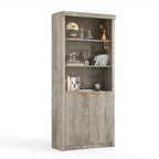 Bibliothèque haute à 5 niveaux avec portes et tiroir, 80 cm de large, étagère moderne autoportante, meuble de rangement réglable pour bureau à domicile ou salon