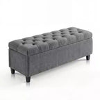 Banc de rangement ottoman de 129 cm, banc de rangement capitonné rembourré pour bout de lit, banc d'entrée avec couvercle rabattable et charnière de sécurité à fermeture lente pour le salon