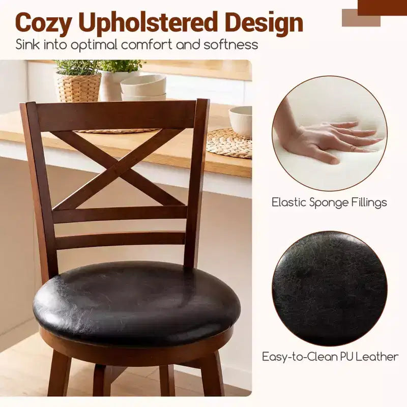 Tabourets de bar pivotants Costway 30,5, lot de 2/4, avec dossier et assise rembourrée en similicuir, pour pub