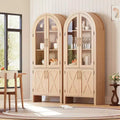 60 Tall Wood Arched Kitchen Pantry, Storage Cabinet with 4 Large Drawers & Adjustable Shelf, Multi-Use Cupboard for Entryway, Kitchen, Living Room
