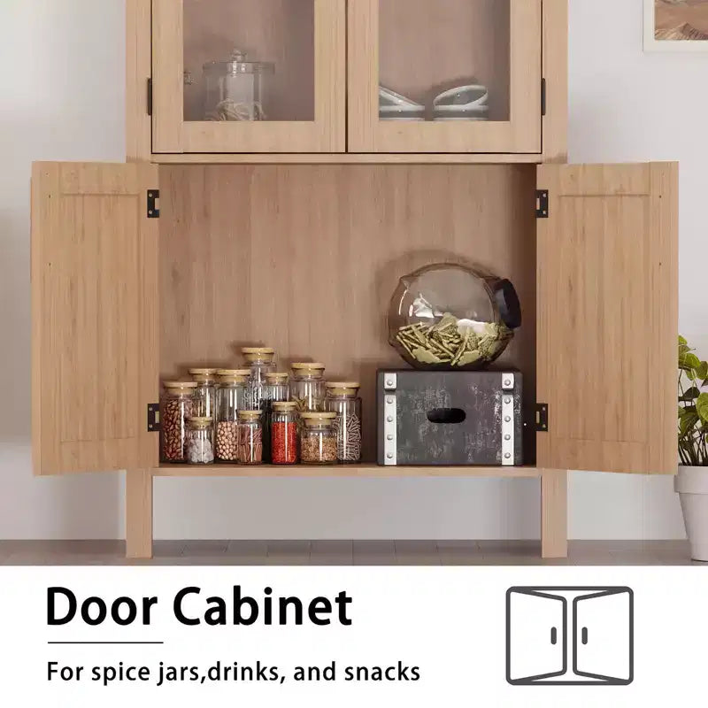 Garde-manger/placard de rangement de cuisine de 152 cm de haut avec arc en bois, 4 grands tiroirs et étagère réglable, meuble polyvalent pour entrée, cuisine, salon