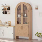 Garde-manger/placard de rangement de cuisine de 152 cm de haut avec arc en bois, 4 grands tiroirs et étagère réglable, meuble polyvalent pour entrée, cuisine, salon
