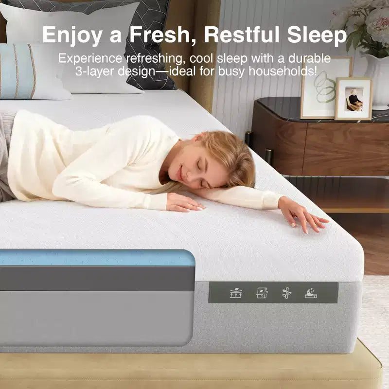 Novilla Matelas en Mousse à Mémoire de Forme Gel Rafraîchissant, Moyennement Ferme, 10/12/14 Pouces, Livré dans une Boîte, pour Soulager la Pression