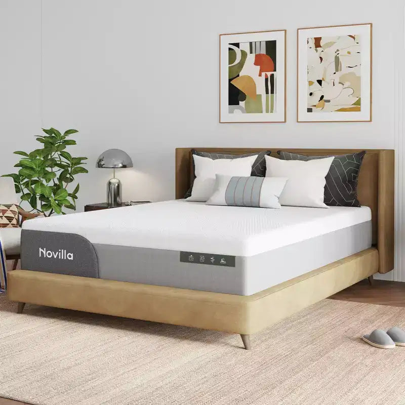 Novilla Matelas en Mousse à Mémoire de Forme Gel Rafraîchissant, Moyennement Ferme, 10/12/14 Pouces, Livré dans une Boîte, pour Soulager la Pression