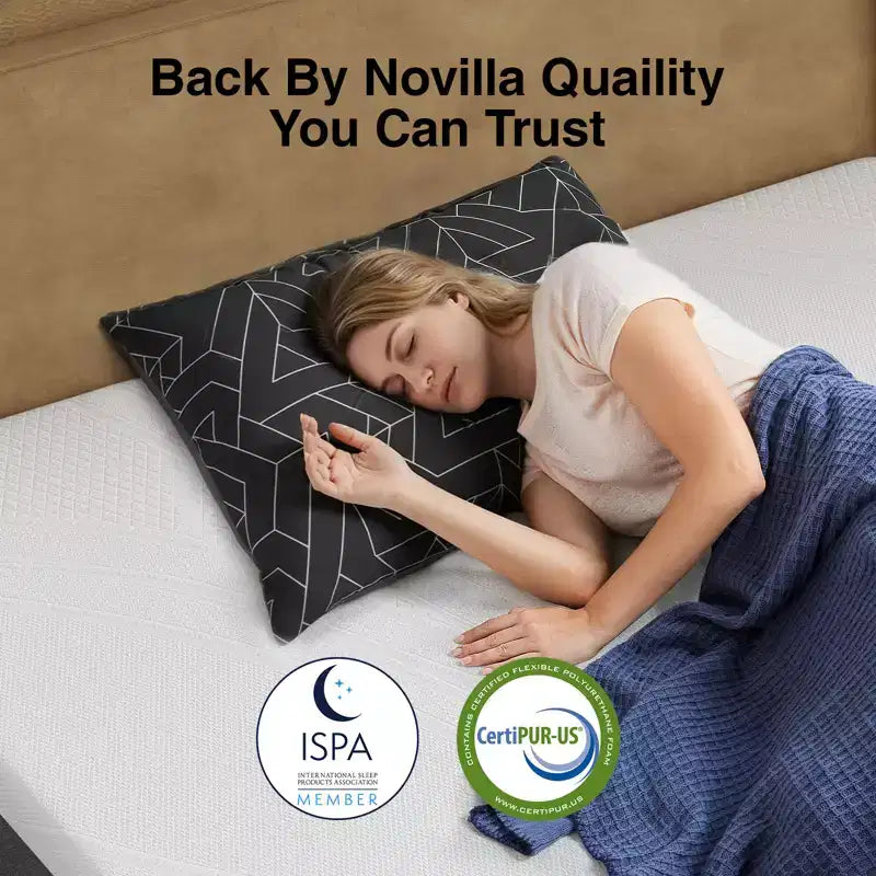 Novilla Matelas en Mousse à Mémoire de Forme Gel Rafraîchissant, Moyennement Ferme, 10/12/14 Pouces, Livré dans une Boîte, pour Soulager la Pression