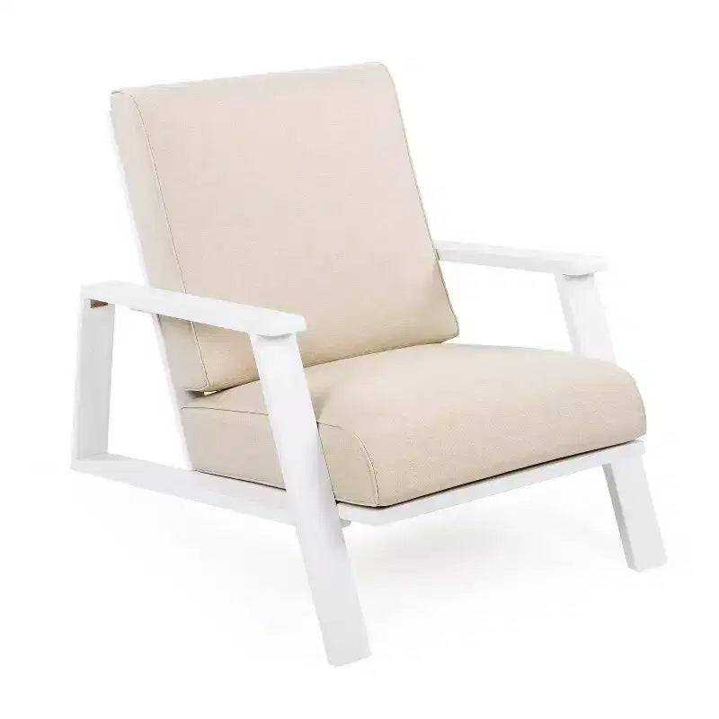 Chaise longue d'extérieur FurnitureR avec coussin, fauteuil de jardin moderne avec cadre solide, chaise d'appoint de terrasse confortable pour patio, jardin et balcon