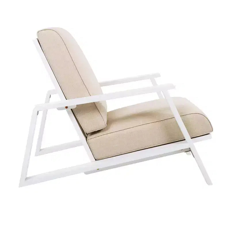 Chaise longue d'extérieur FurnitureR avec coussin, fauteuil de jardin moderne avec cadre solide, chaise d'appoint de terrasse confortable pour patio, jardin et balcon