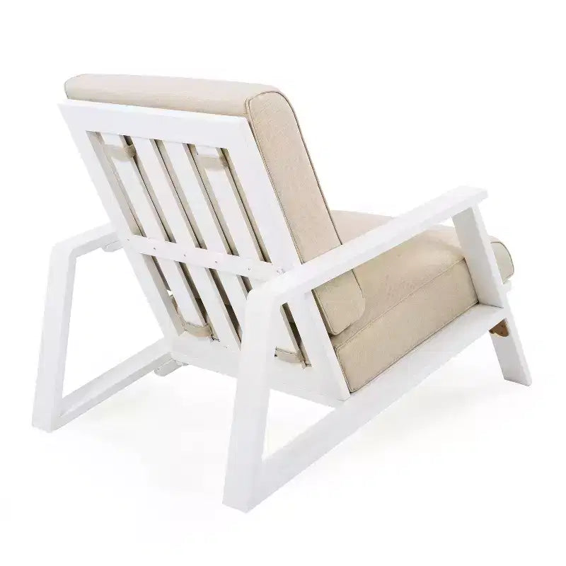 Chaise longue d'extérieur FurnitureR avec coussin, fauteuil de jardin moderne avec cadre solide, chaise d'appoint de terrasse confortable pour patio, jardin et balcon
