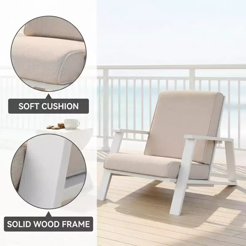 Chaise longue d'extérieur FurnitureR avec coussin, fauteuil de jardin moderne avec cadre solide, chaise d'appoint de terrasse confortable pour patio, jardin et balcon