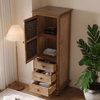 Meuble de rangement haut rustique GDFStudio Brielle avec porte à découpes florales et tiroirs