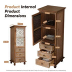 Meuble de rangement haut rustique GDFStudio Brielle avec porte à découpes florales et tiroirs