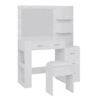 Coiffeuse avec miroir et tabouret, coiffeuse blanche avec 5 tiroirs, ensemble de coiffeuse pour chambre à coucher