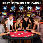 Table de poker pliante de 48 pouces, Table de jeu octogonale avec bords rembourrés, Porte-gobelets en acier inoxydable, Pieds repliables, 8 joueurs pour le Texas Hold'em