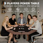 Table de poker pliante de 48 pouces, Table de jeu octogonale avec bords rembourrés, Porte-gobelets en acier inoxydable, Pieds repliables, 8 joueurs pour le Texas Hold'em