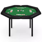 Table de poker pliante de 48 pouces, Table de jeu octogonale avec bords rembourrés, Porte-gobelets en acier inoxydable, Pieds repliables, 8 joueurs pour le Texas Hold'em
