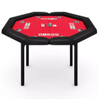 Table de poker pliante de 48 pouces, Table de jeu octogonale avec bords rembourrés, Porte-gobelets en acier inoxydable, Pieds repliables, 8 joueurs pour le Texas Hold'em