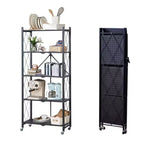 Étagères de rangement pliantes à 5 niveaux avec roues, unité de rayonnage roulante en métal robuste pour cuisine, garage et garde-manger, sans assemblage