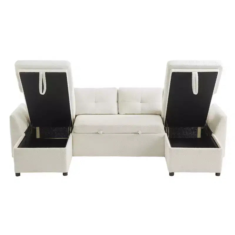 Canapé d'angle convertible Whisen Modern Fabric 107 avec grand espace de rangement et ports USB