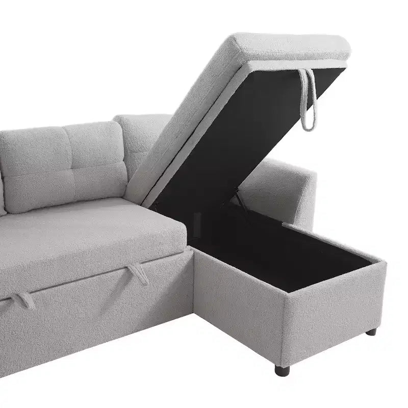 Canapé d'angle convertible Whisen Modern Fabric 107 avec grand espace de rangement et ports USB