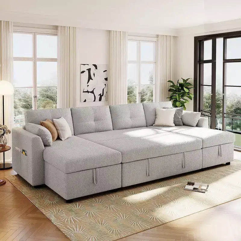 Canapé d'angle convertible Whisen Modern Fabric 107 avec grand espace de rangement et ports USB