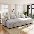 Canapé d'angle convertible Whisen Modern Fabric 107 avec grand espace de rangement et ports USB