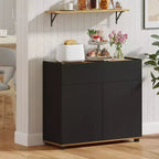 Costway Sideboard Buffet Cabinet wirh Storage, Drawer and Push-to-Open Doors for Kitchen Black/White