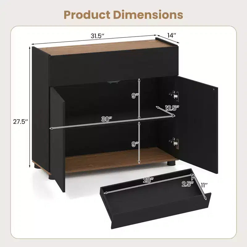 Costway Bahut de Cuisine avec Rangement, Tiroir et Portes Push-to-Open Noir/Blanc