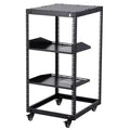 Heavy Duty Carbon Steel Open Frame Network Rack 20U  Adjustable Height 22-40in, 2 Trays, 4 Lockable Casters  Floor/Wall Mount for IT, AV Equipment
