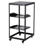 Heavy Duty Carbon Steel Open Frame Network Rack 20U  Adjustable Height 22-40in, 2 Trays, 4 Lockable Casters  Floor/Wall Mount for IT, AV Equipment