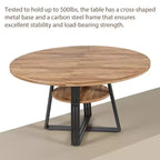 Table à manger ronde de 119 cm pour 4 personnes, table à manger de cuisine circulaire sur pied, table peu encombrante pour cuisine et salle à manger en bois