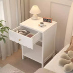 Table de chevet FurnitureR avec bord festonné, tiroir et étagère ouverte, table de chevet moderne, accent de bouton doré pour chambre à coucher, salon, entrée