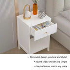 Table de chevet FurnitureR avec bord festonné, tiroir et étagère ouverte, table de chevet moderne, accent de bouton doré pour chambre à coucher, salon, entrée