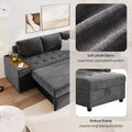 Whisen Convertible Sectional Sofa Bed with Storage, Pull-Out Sofa Set to Bed with Hidden Storage - Grey