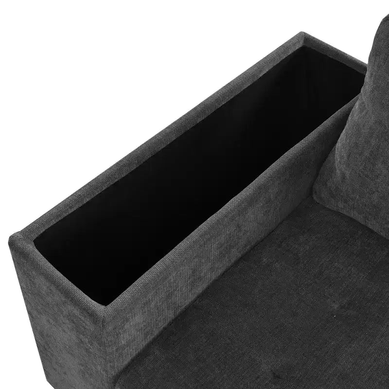 Canapé-lit sectionnel convertible Whisen avec rangement, ensemble de canapé-lit escamotable avec rangement caché - Gris