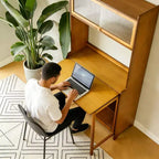 GDFStudio Percy, bureau pliable moderne en bambou de 63 po avec étagères
