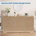 Commode moderne à 10 tiroirs cannelés, poignées métalliques élégantes, organisateur de rangement anti-basculement, pour chambre à coucher, salon