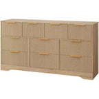 Commode moderne à 10 tiroirs cannelés, poignées métalliques élégantes, organisateur de rangement anti-basculement, pour chambre à coucher, salon